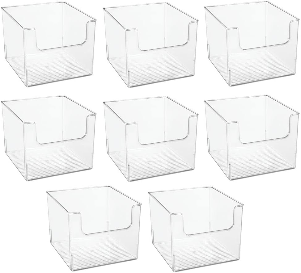 Clear Plastic 8 Pack Storage Basket Bin S471