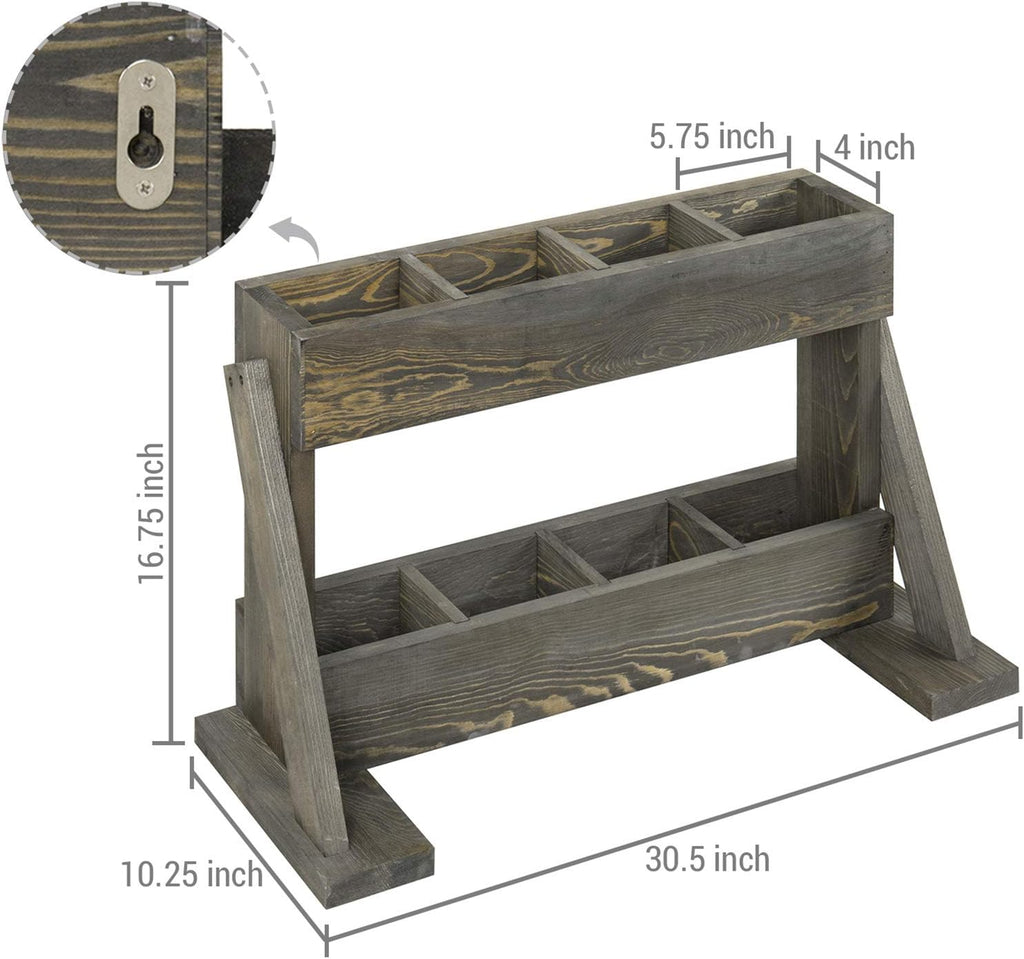 4-Slot Gray Wood Ski and Snowboard Storage Rack H3983