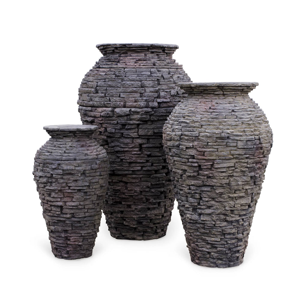 Large Stacked Slate Urn C3936