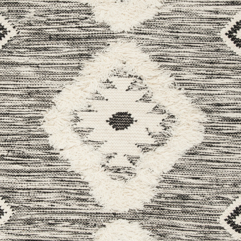 Geometric Diamonds Fringe Area Rug, Black/Ivory, 6' x 9' J915292
