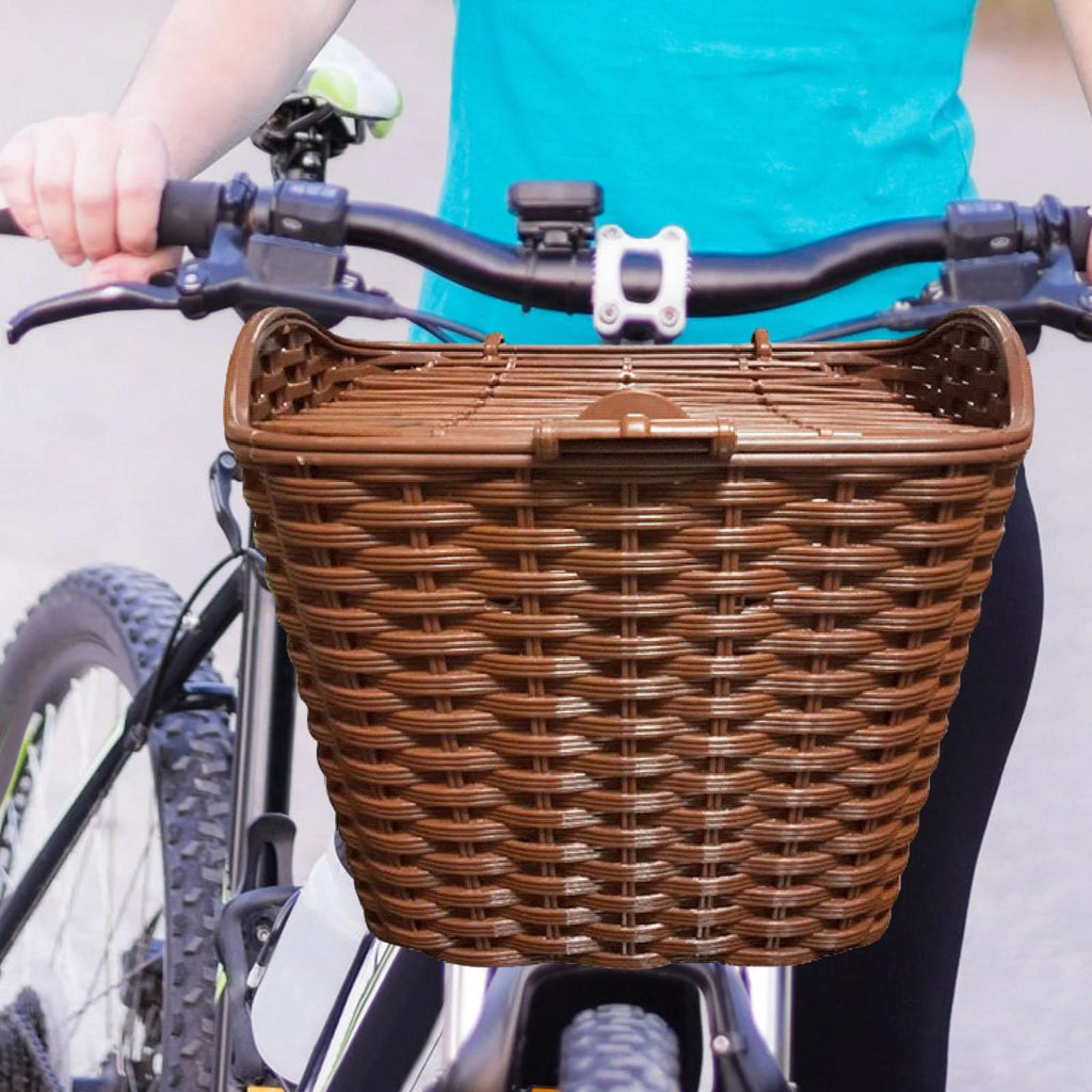 Woven Bike Basket with Lid Y8022