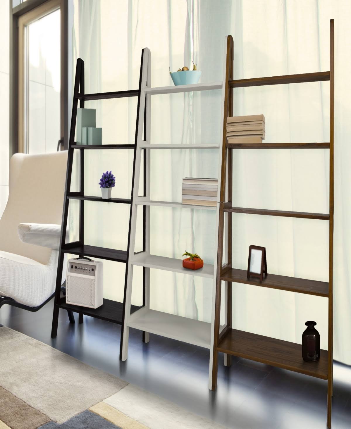 5 Shelf Ladder Bookcase Espresso E505640
