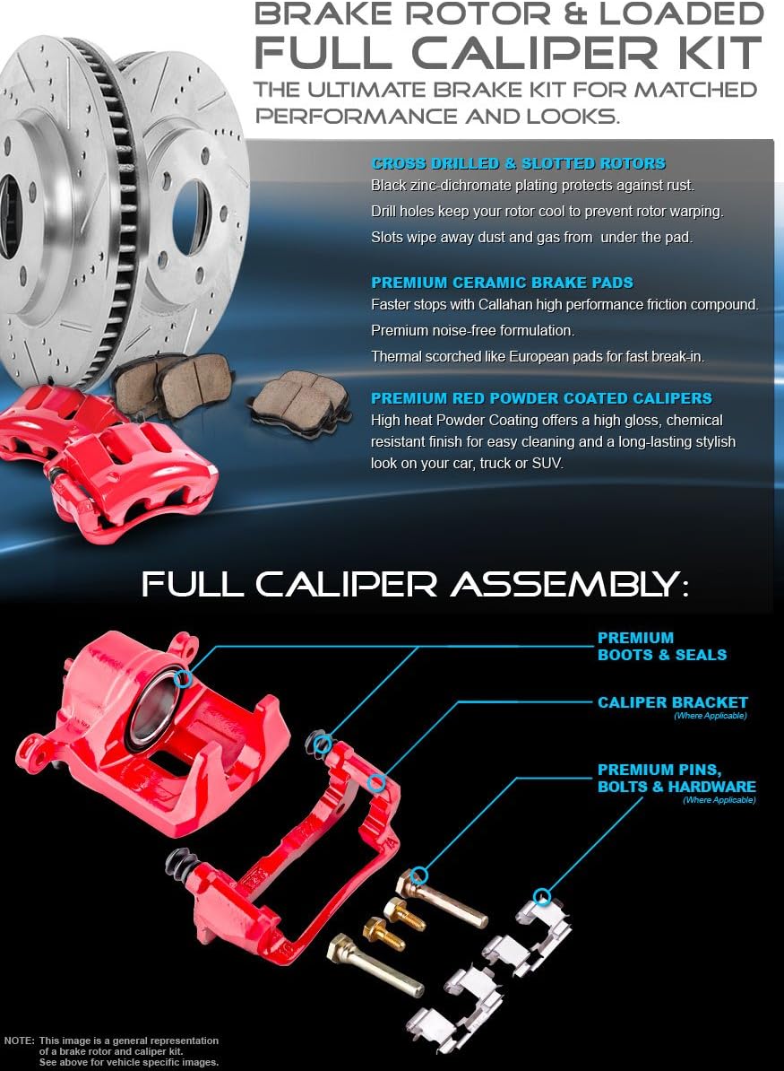 Red Powder Coated Calipers Rotors Ceramic Pads Performance Kit W333