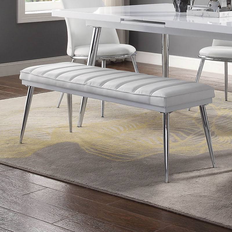 White PU Chrome Bench I688