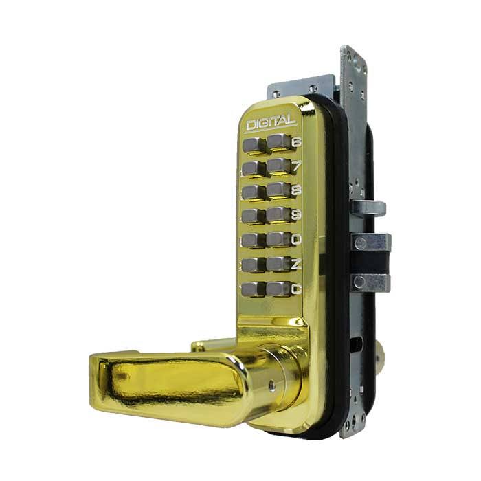 Mechanical Keyless Narrow Stile Lever Handle Lock with Passage Function and Double Sided Combination V9681
