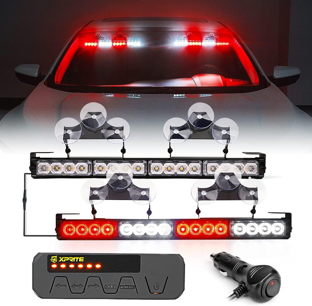 Amber LED Emergency Strobe Light Bar with Control Box, Pack of 2 Z487