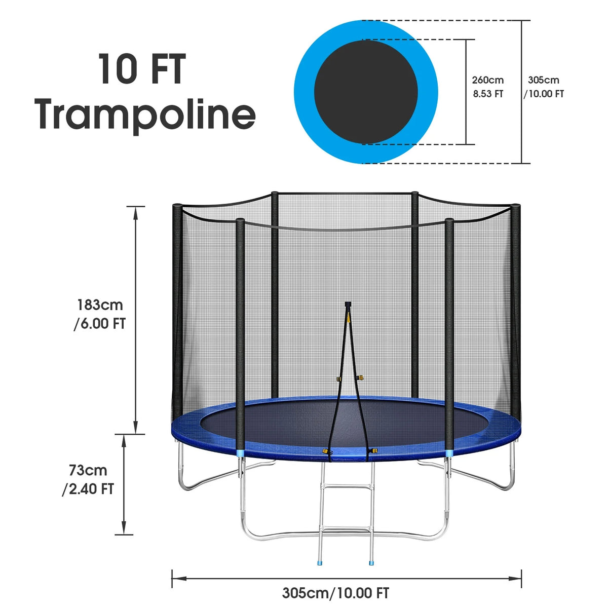 10 ft Trampoline with Enclosure Net R113493