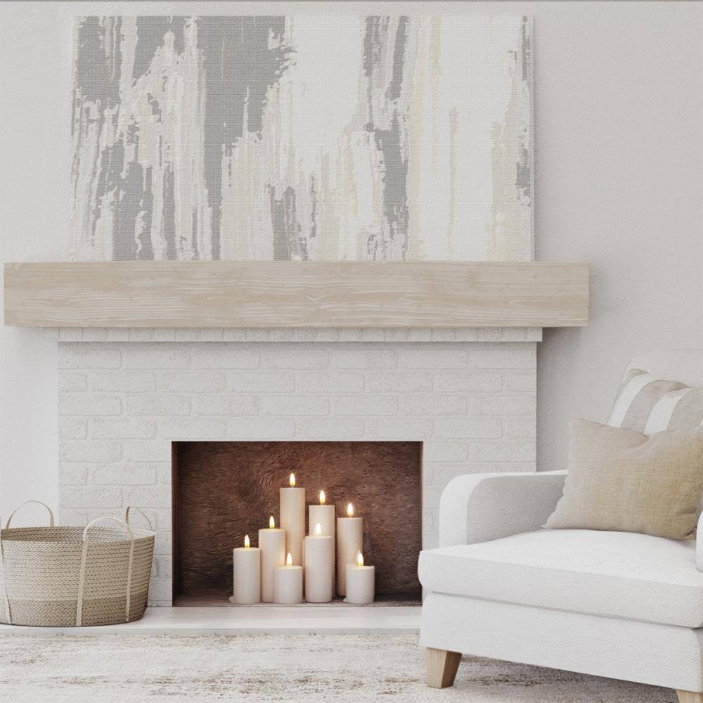 Sandblasted Faux Wood Fireplace Mantel, White Washed O3458