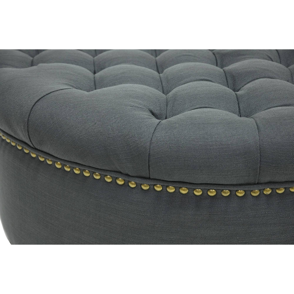 Grey Linen Tufted Ottoman X86551