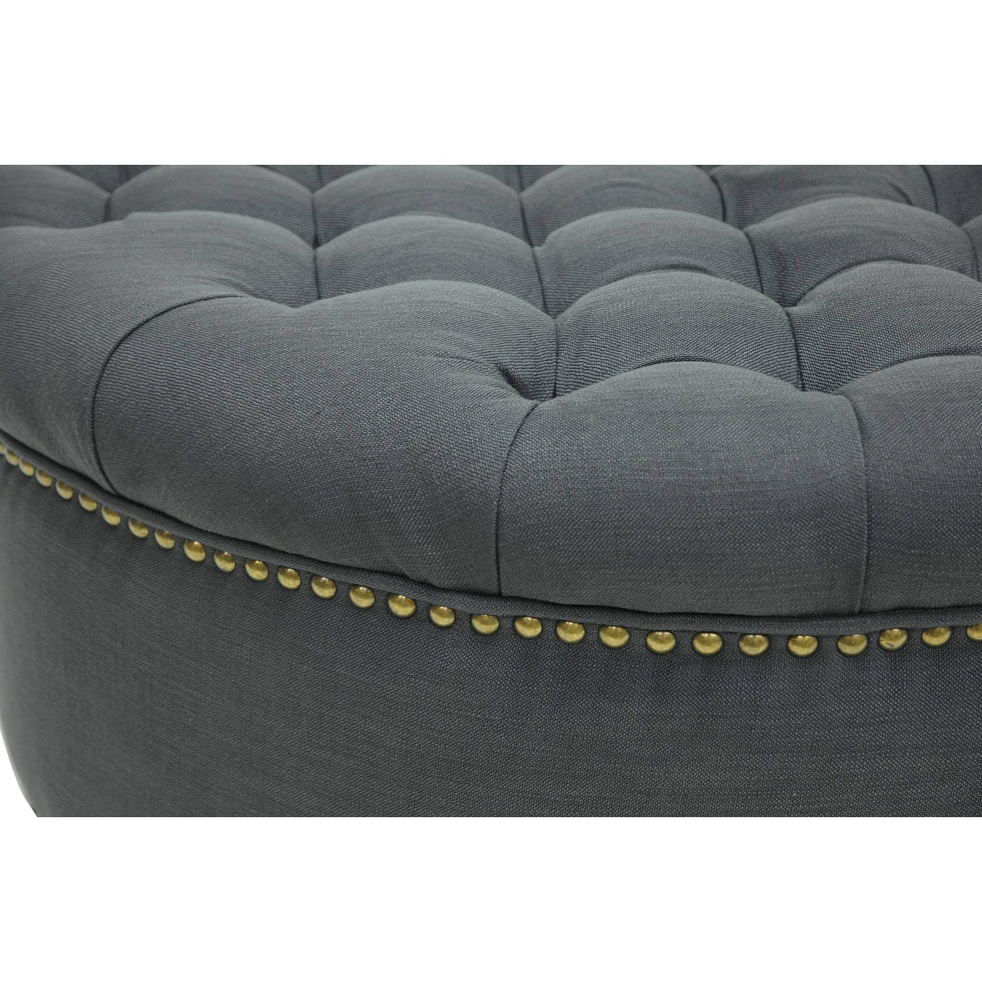 Grey Linen Tufted Ottoman X86551