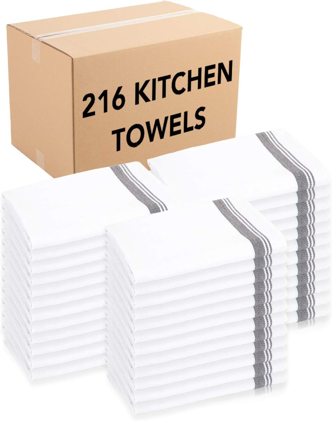 Oversized 100 Percent Cotton Kitchen Towels, Blue Stripes, 216 Bulk Case Pack C788