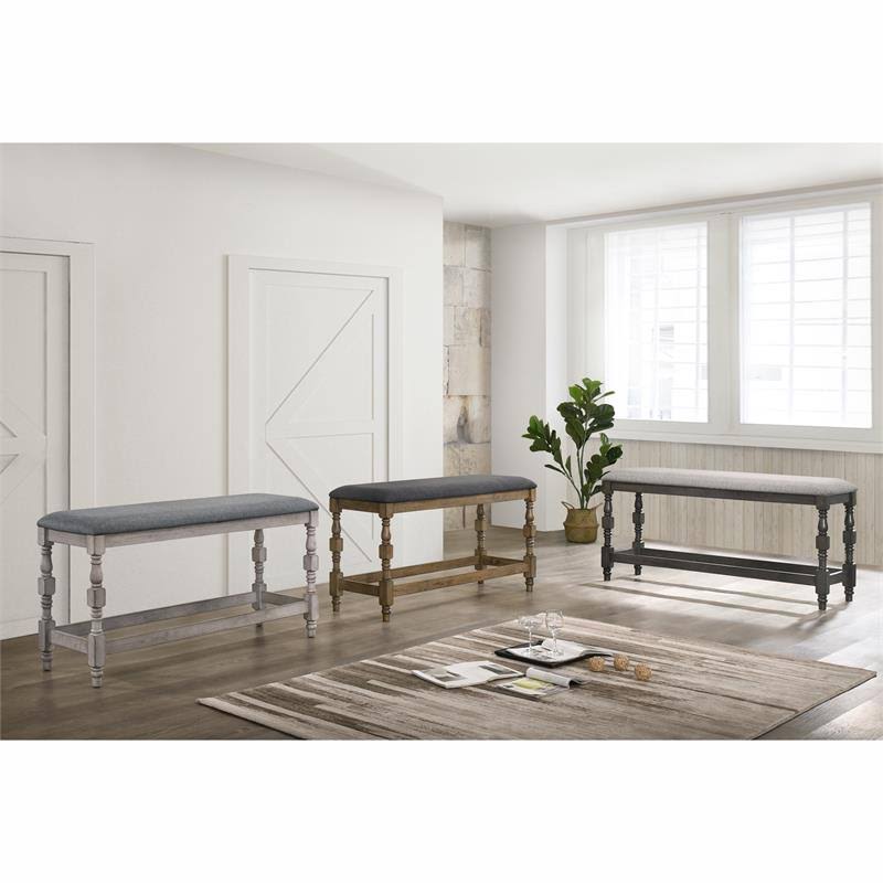 Antique White Wood Counter Height Dining Bench J18413