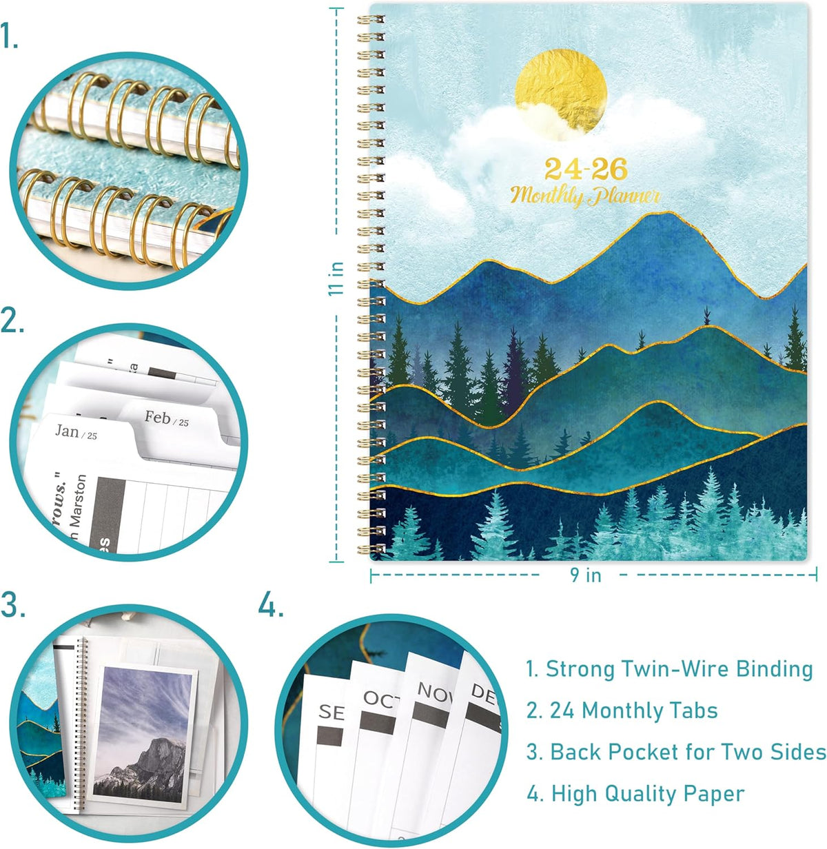 2-Year Monthly Planner 9" × 11" with Flexible Cover T385794
