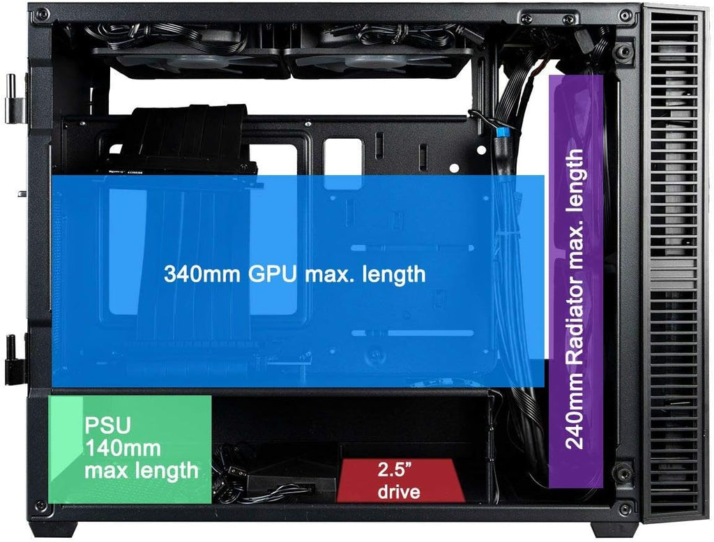 Mini ITX Desktop Case with Z390I Motherboard, Liquid CPU Cooler, and 650W Power Supply I881928