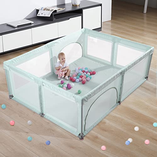 Extra Large Play Yard with Window Gates (79x59x27 Inches, Grey) J948199