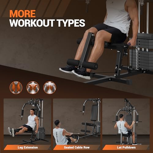150LBS Weight Stack Home Gym Station with Pulley System Y36240