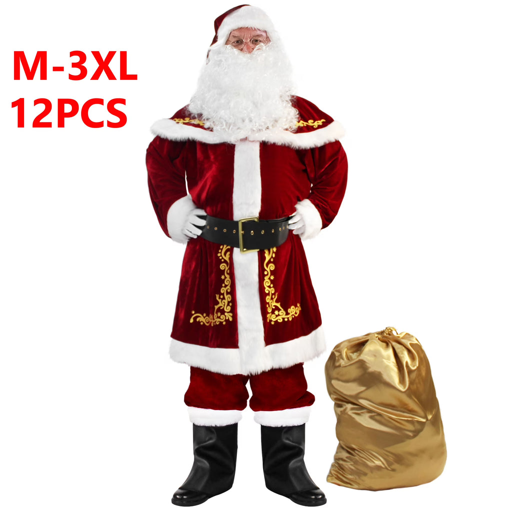Deluxe Velvet Santa Claus Suit Set 12pcs -XXL R623207