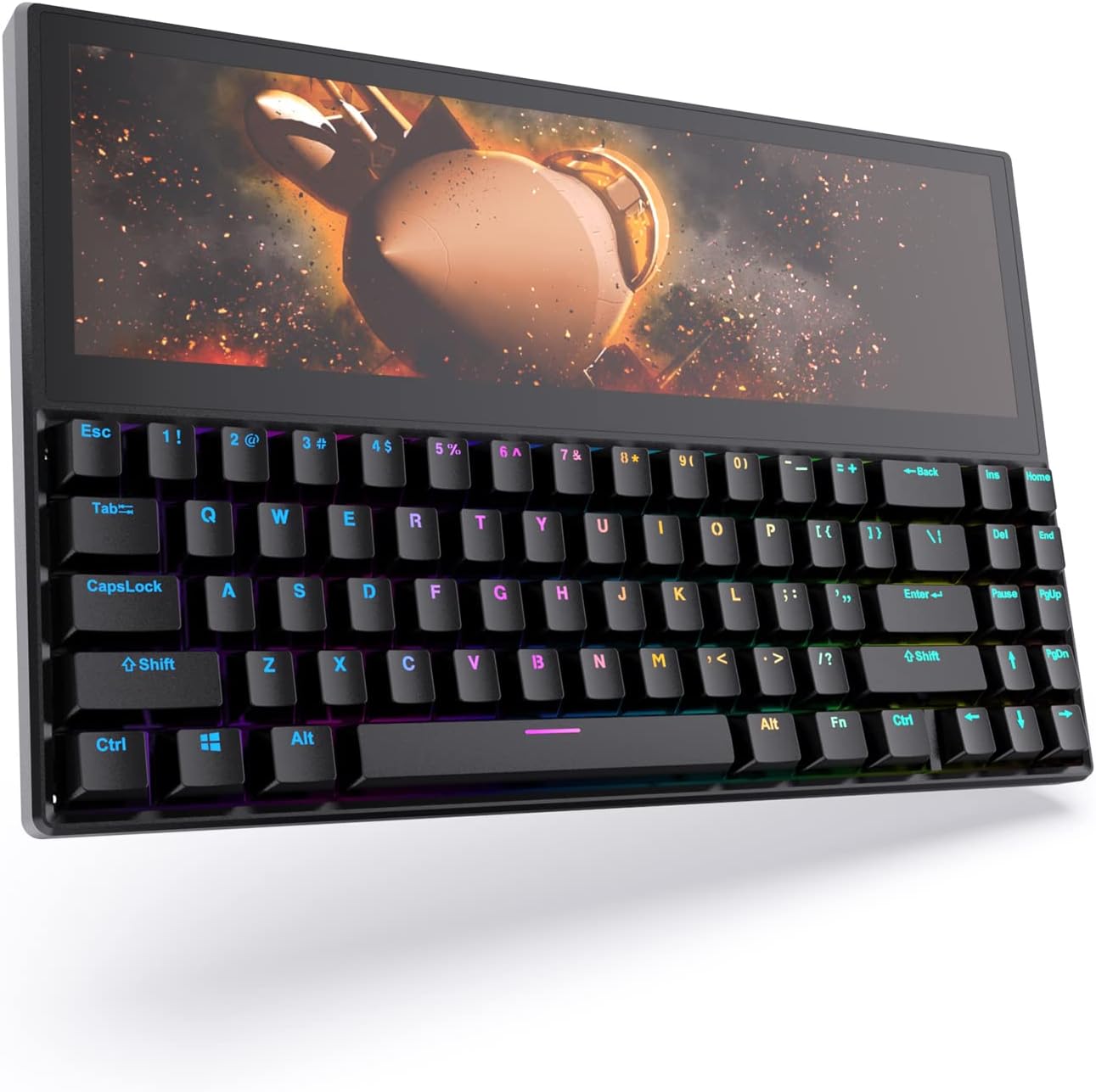 12.6 Touchscreen Gaming Mechanical Keyboard, 71 Keys USB Wired RGB Backlit Compact Keyboard B964
