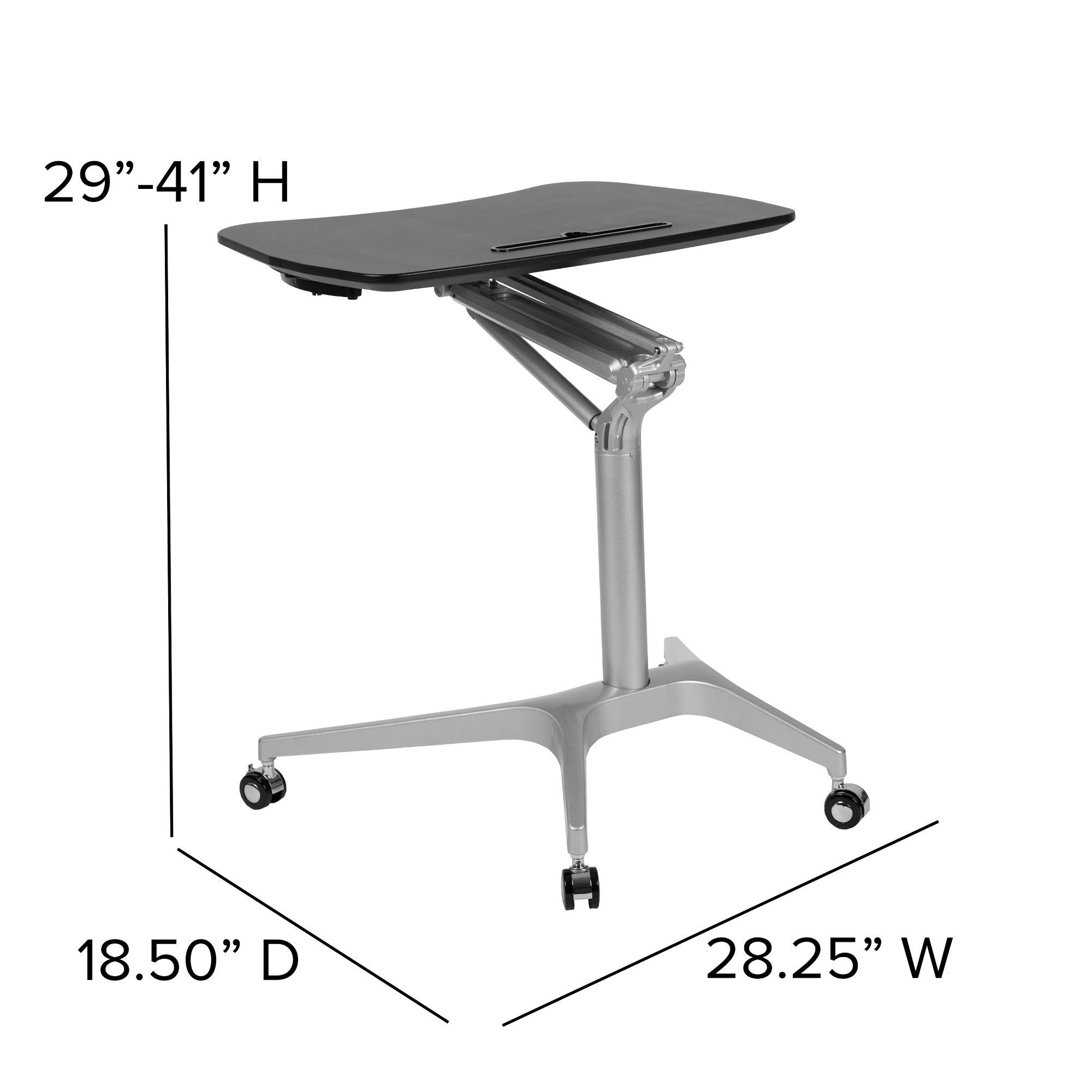 Black Mobile Ergonomic Desk with Adjustable Range 29x22-41x22 B576078
