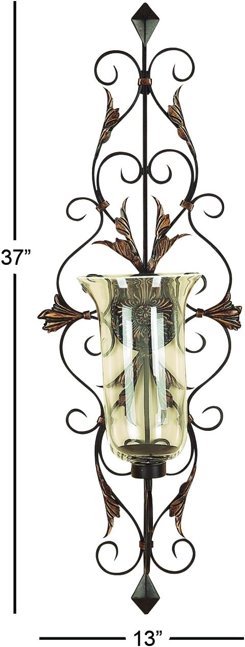 Metal & Glass Candle Sconce W765