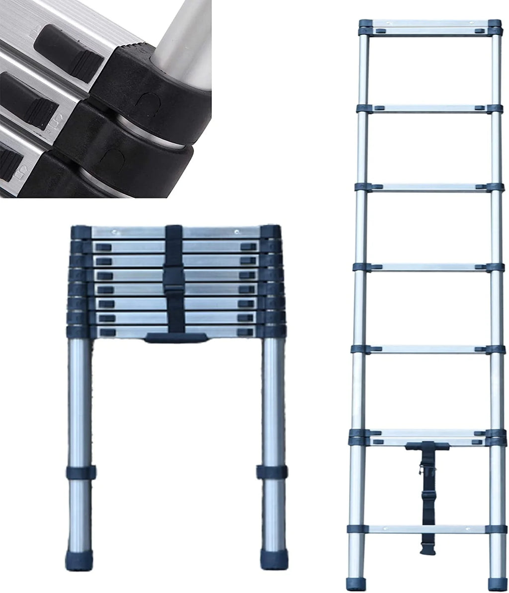 Stainless Steel Telescoping Folding Ladder 330lb Load Capacity U38883