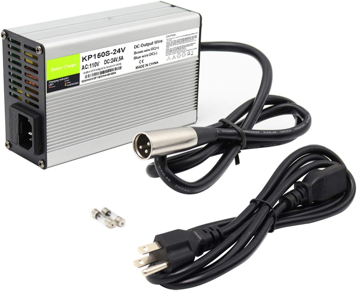 24V 5A Battery Charger with 3-Pin XLR Connector, Pack of 2 L195419
