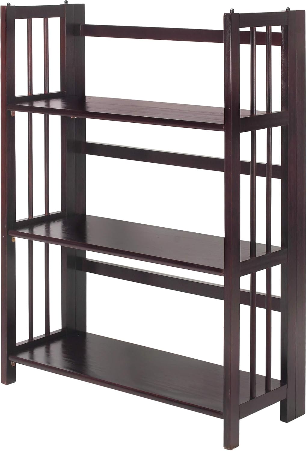 Mahogany 3-Shelf Folding Stackable Bookcase R133890
