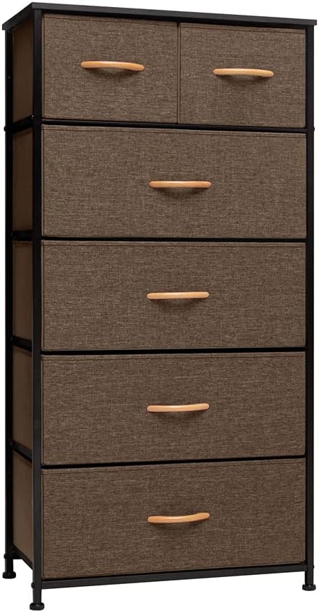 6 Drawer Brown Fabric Dresser H733