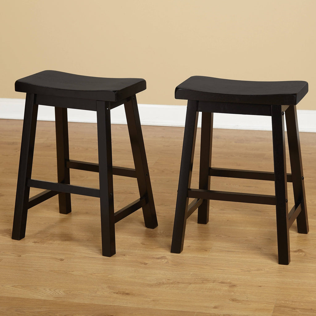 Set of 2 Black Saddle Stools B57855