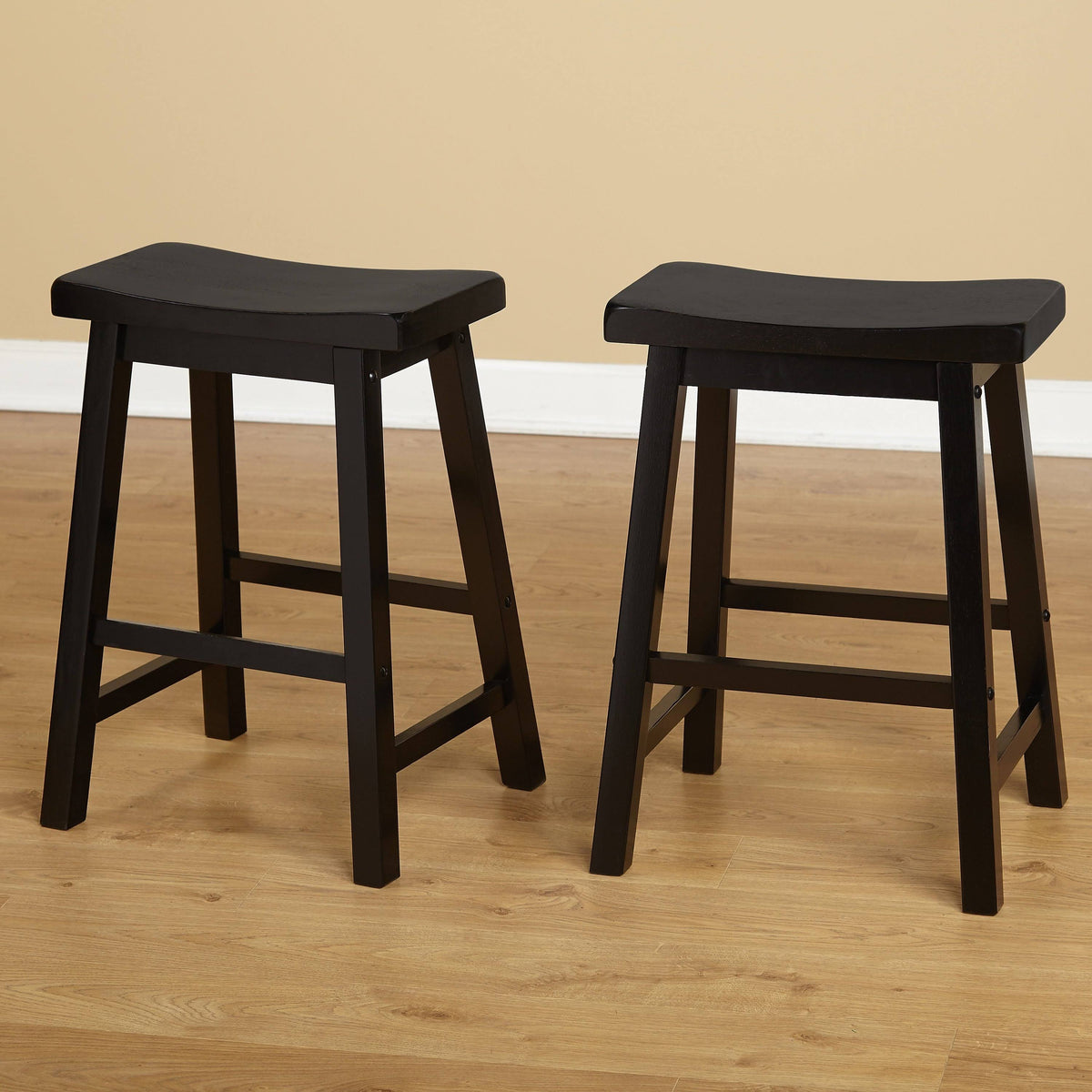 Set of 2 Black Saddle Stools B57855