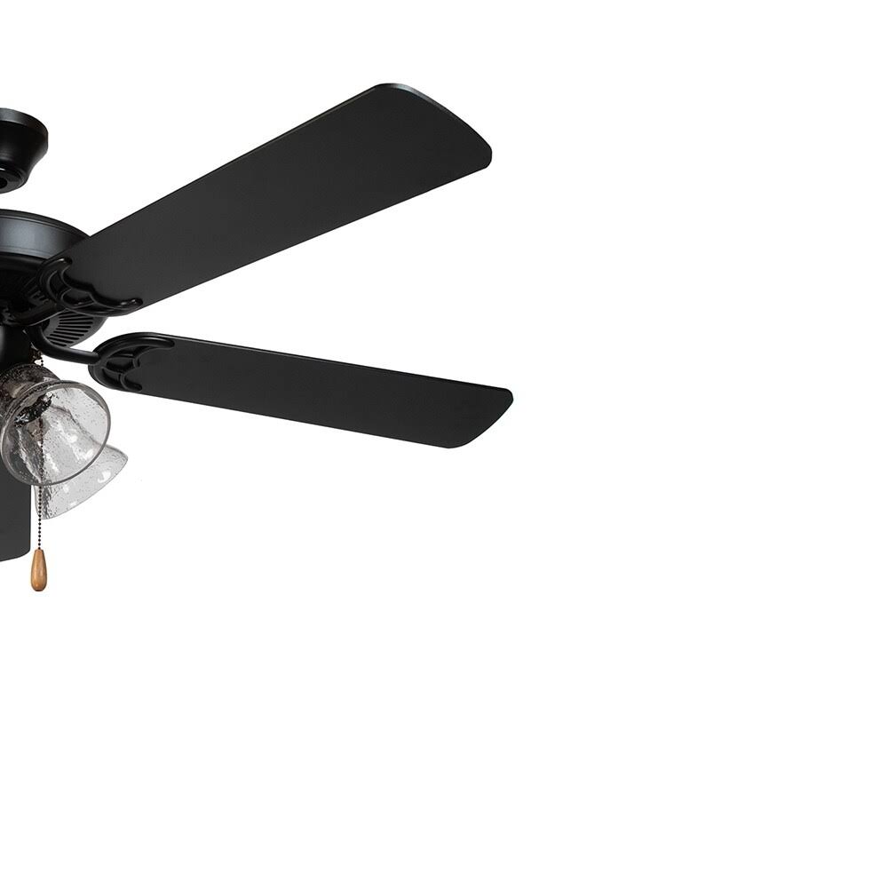 5 Blade Ceiling Fan in Black Finish with Clear Seedy Glass Q179