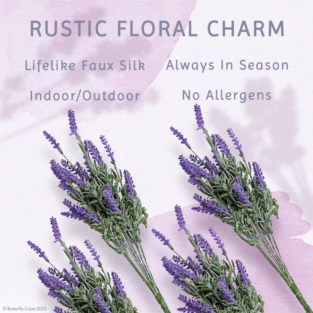 Artificial Lavender 4-Piece Bundle Faux Silk Plants D77760