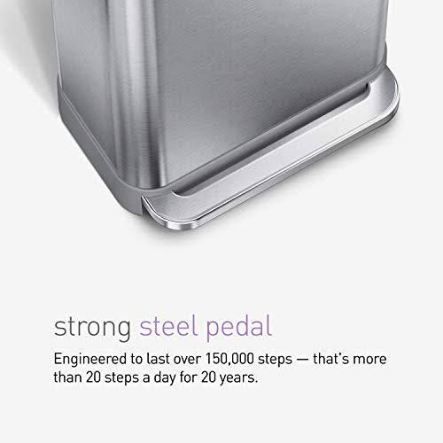 Brushed Stainless Steel Kitchen Step Trash Can T41347