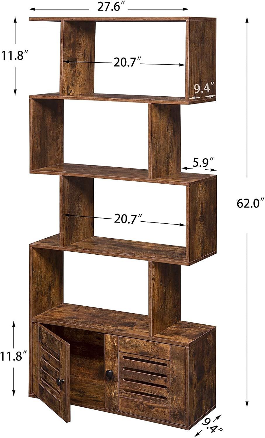 5-Tier Wooden Bookcase with Doors L392001