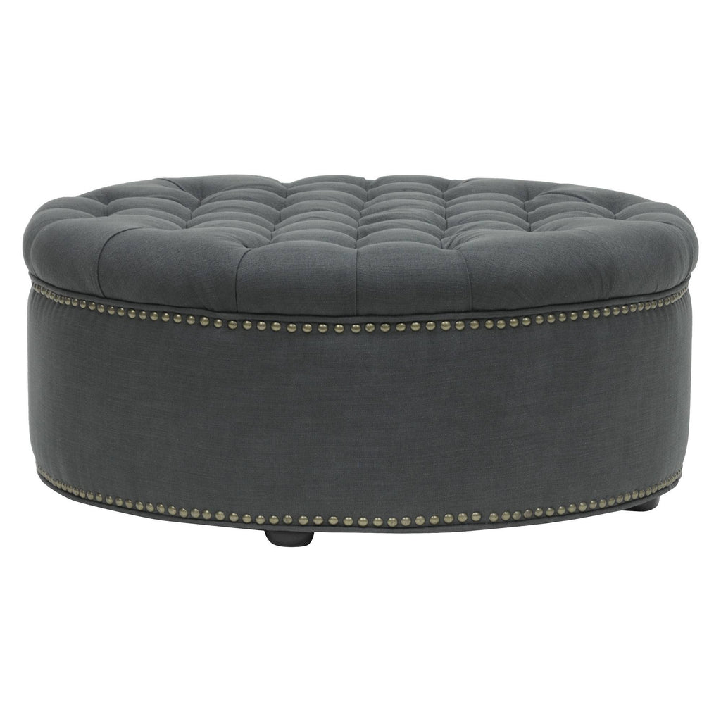 Grey Linen Tufted Ottoman X86551