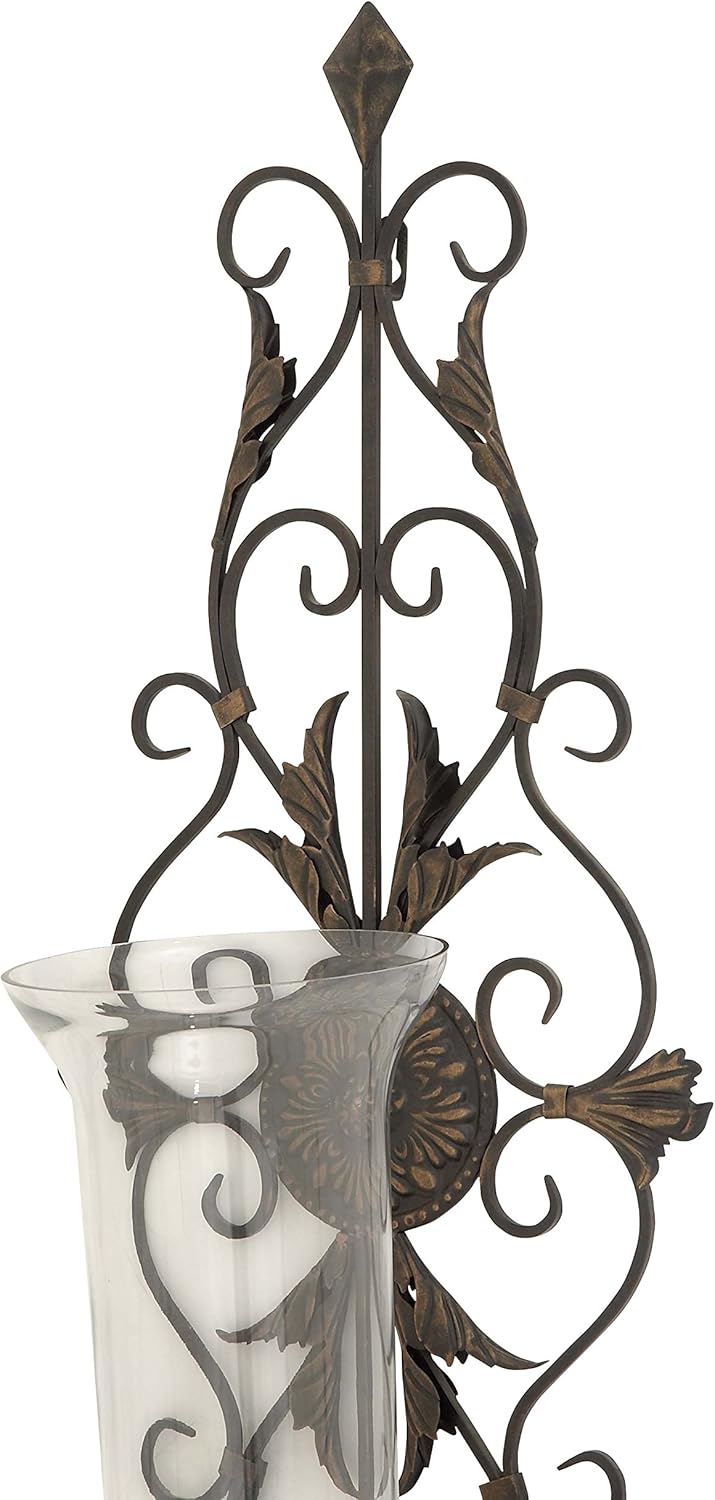 Metal & Glass Candle Sconce W765