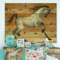 Brown Horse Print on Natural Pine Wood H934