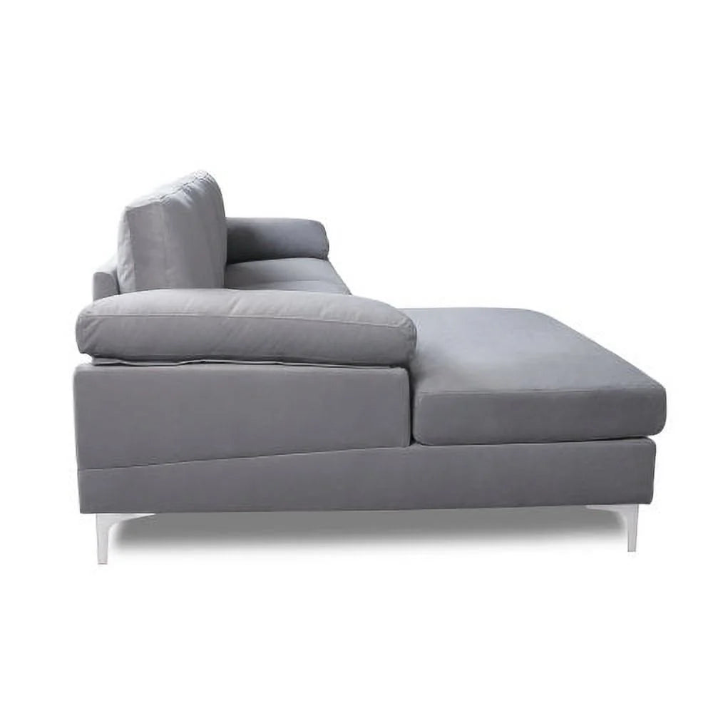 Light Gray Velvet L-Shaped Sectional Sofa with Metal Legs F63222