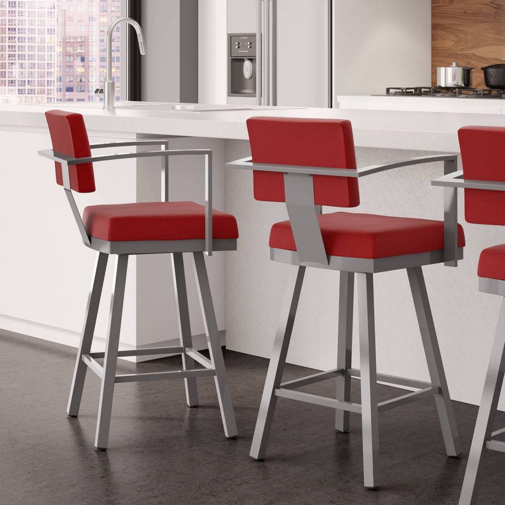 Red Swivel Counter Stool with Arms 26 in. G5151