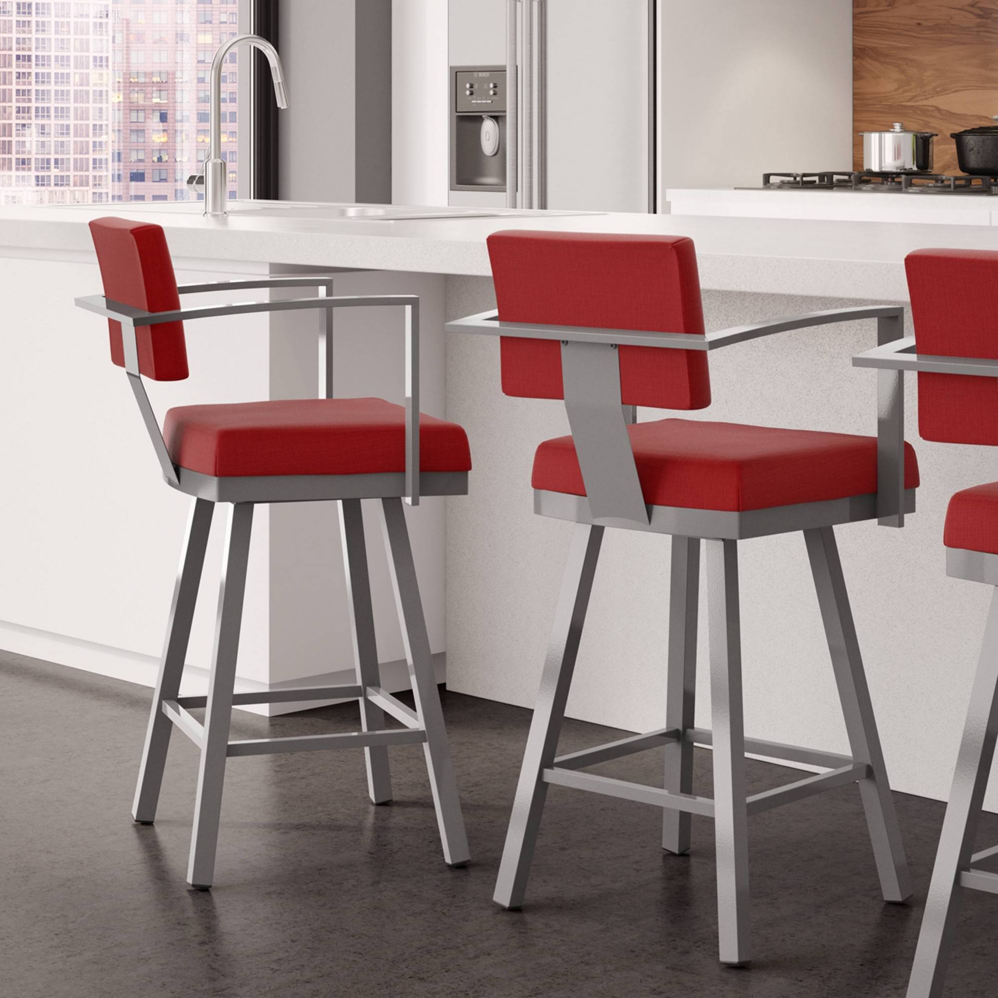 Red Swivel Counter Stool with Arms 26 in. G5151