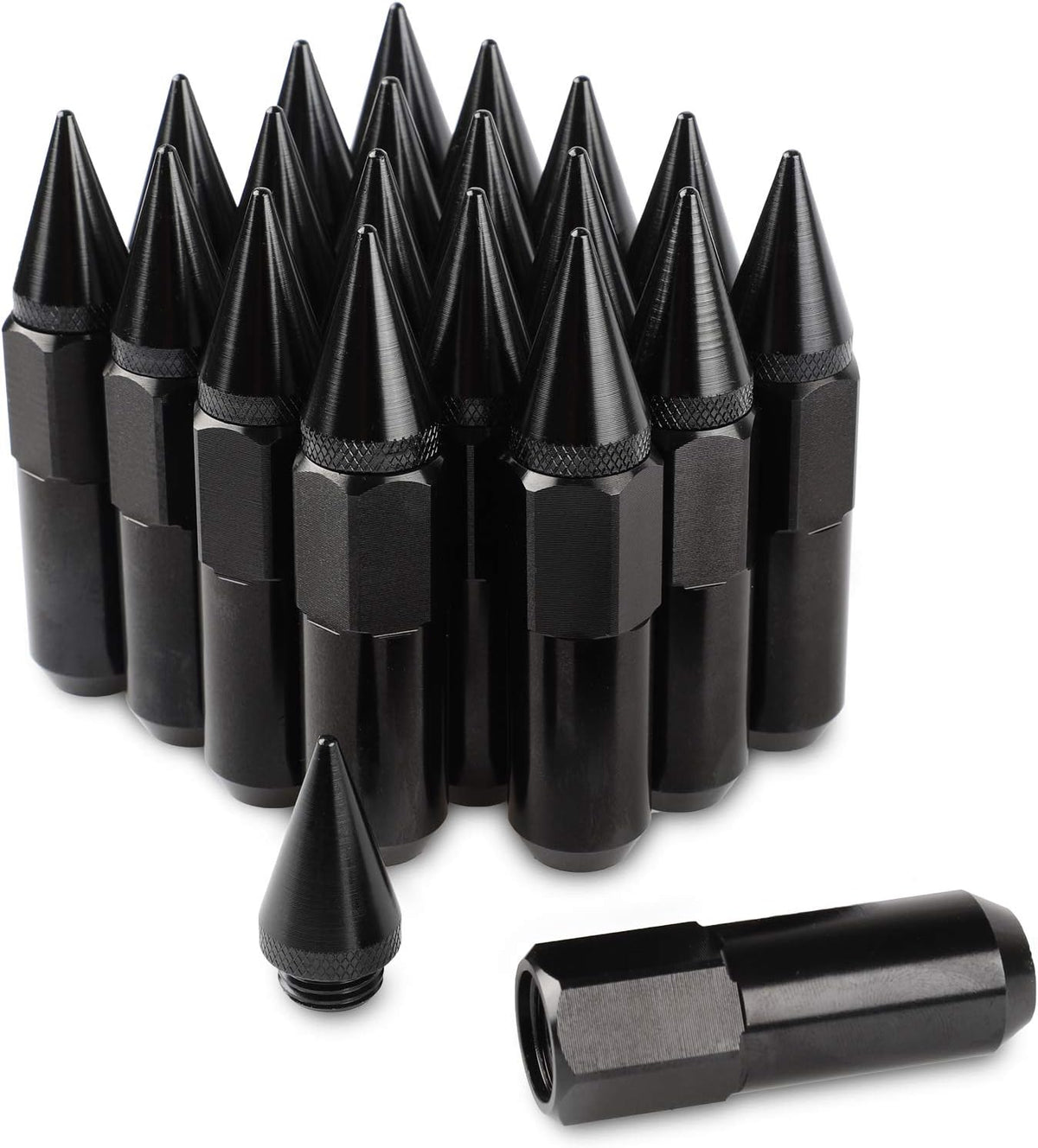 20PCS 60MM Steel Extended Tuner Lug Nuts M12X1.5 Black G809827