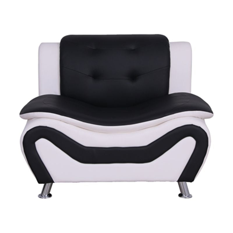 3-Piece Set with Sofa and 2 Club Chairs in Black & White C33059