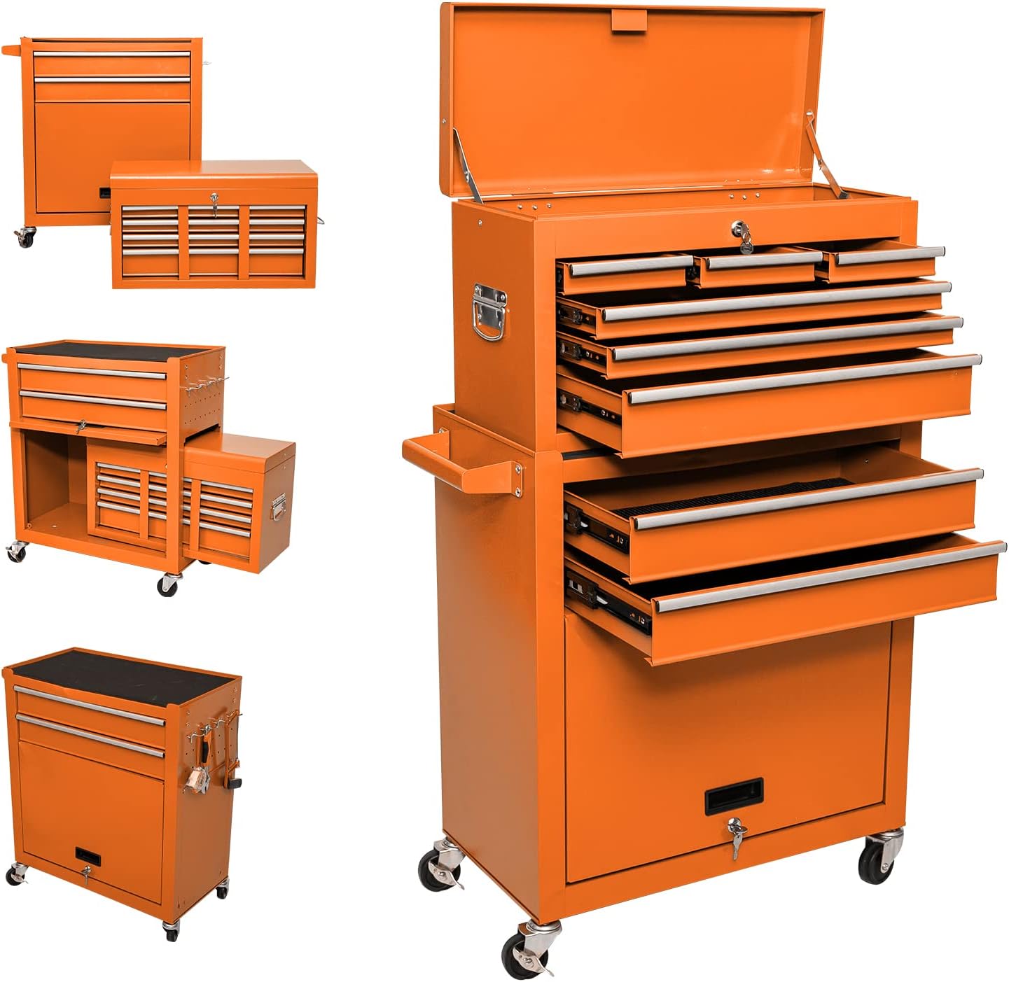 8-Drawer Red Rolling Tool Chest with Wheels N529
