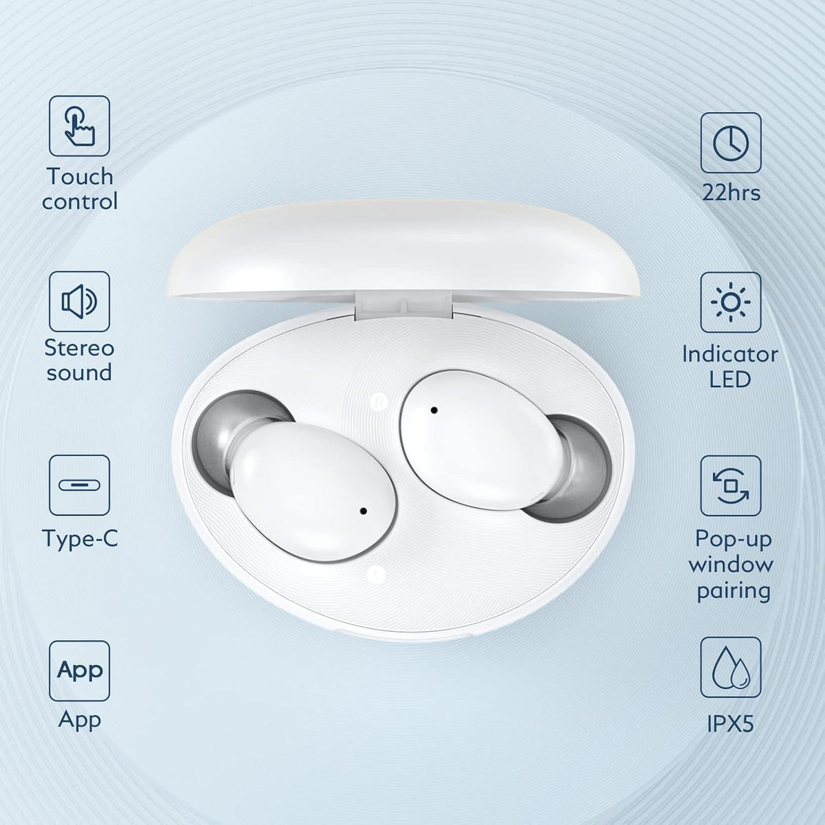 Wireless Earbuds with Bluetooth 5.2 and IPX5 H721684