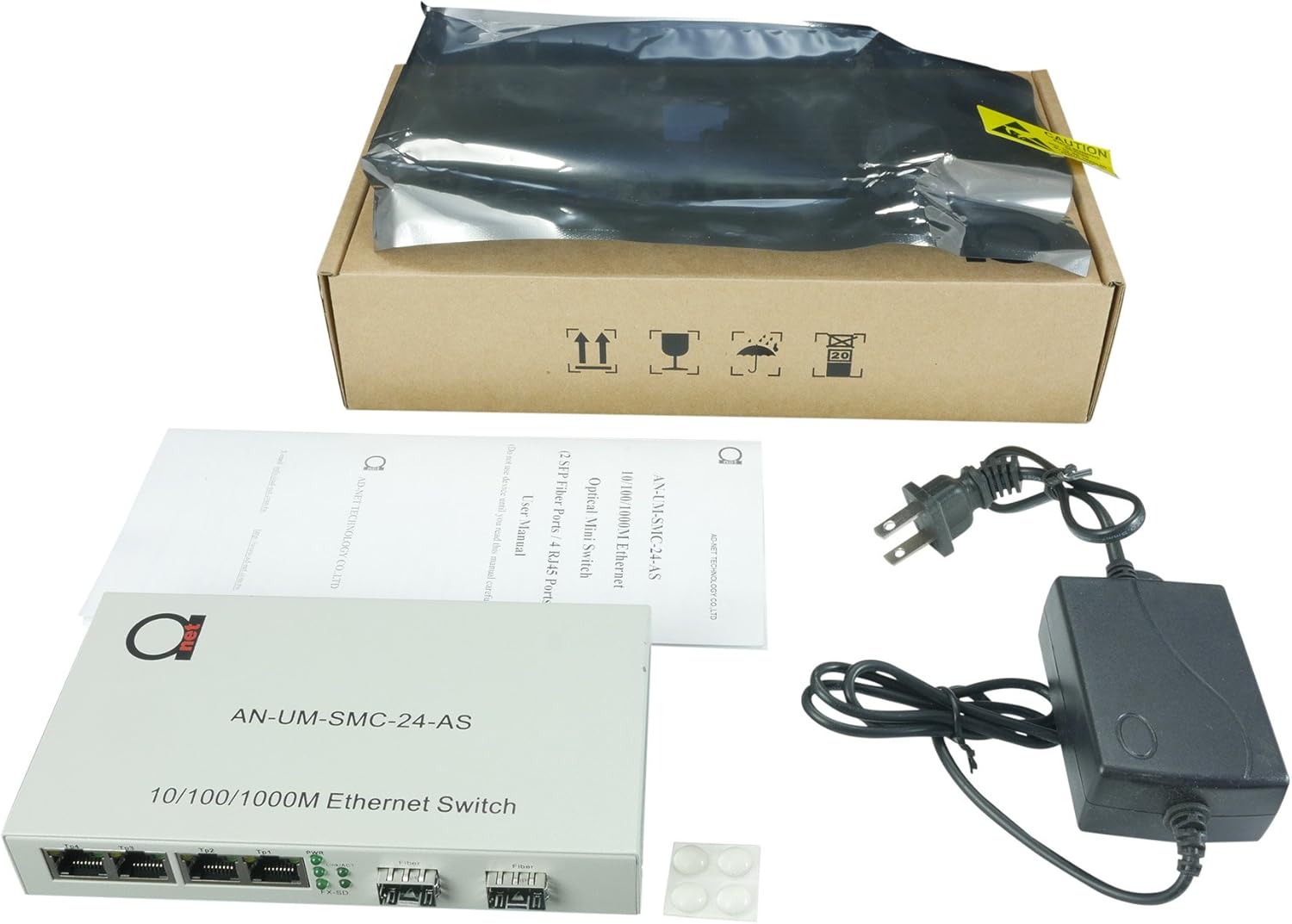 2 Pack Gigabit Ethernet Mini Switch with 2 Open SFP Slots and 4 UTP Copper Ports E6613