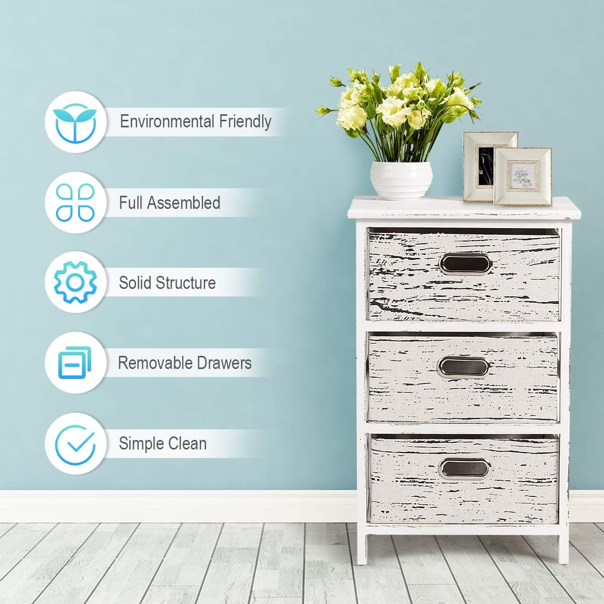 3 Fabrics Storage Drawer Units with Wood Frame B719