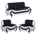 3-Piece Set with Sofa and 2 Club Chairs in Black & White C33059