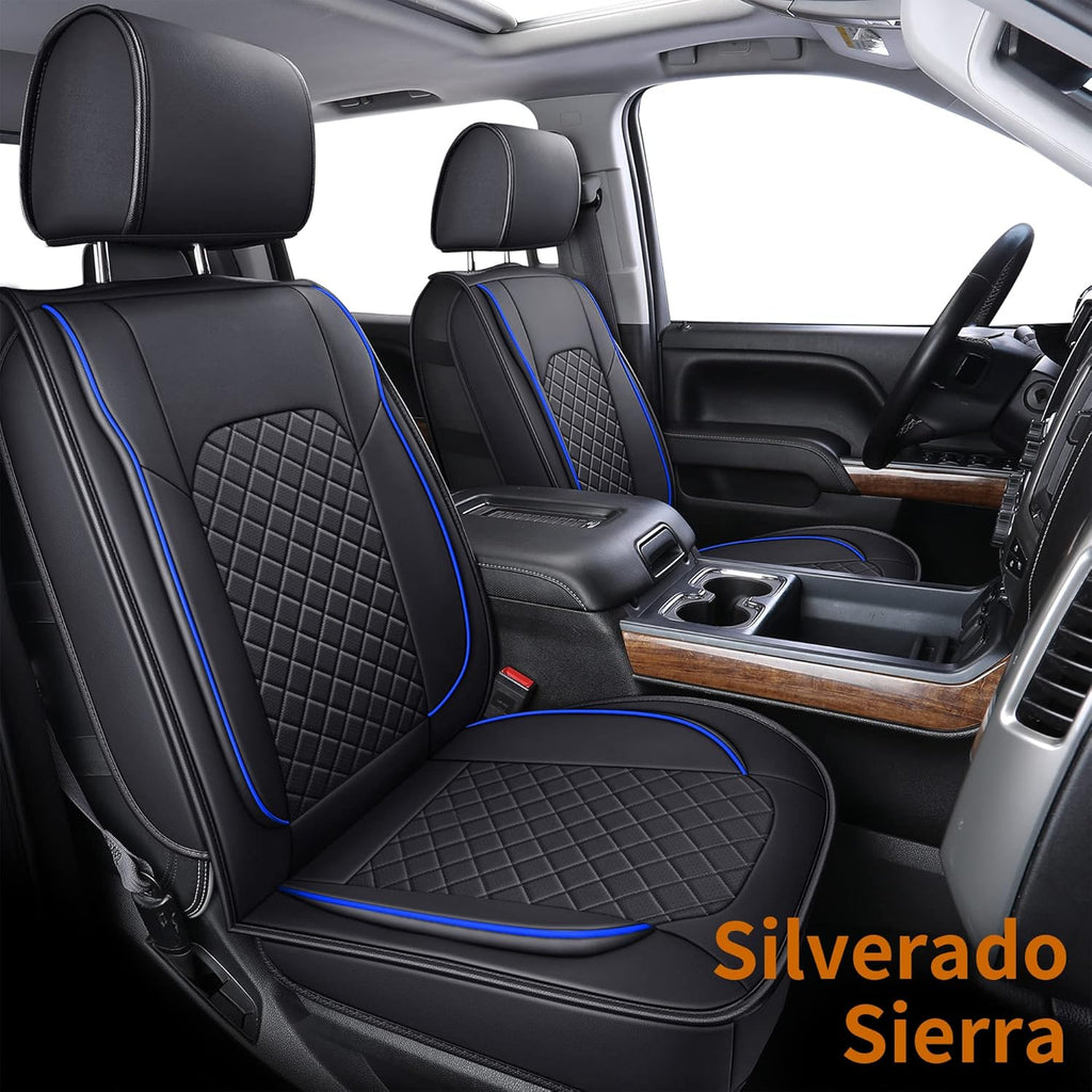 Blue Faux Leather Seat Covers Full Set X149625