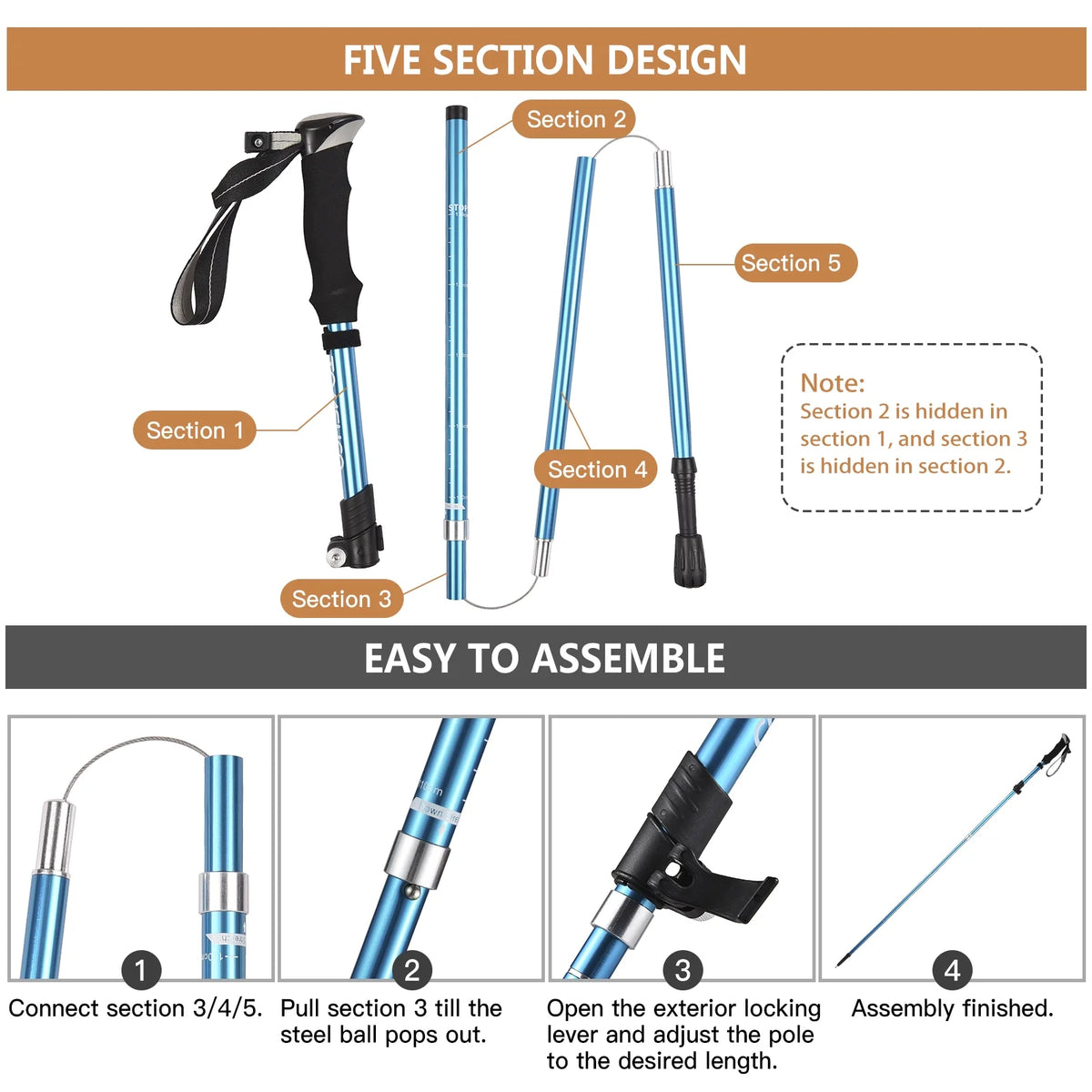 Blue Adjustable Trekking Pole J52587