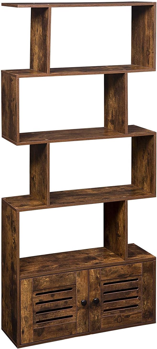 5-Tier Wooden Bookcase with Doors L392001